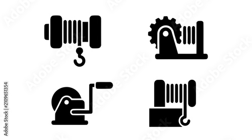 Minimal rounded crank vector icon set