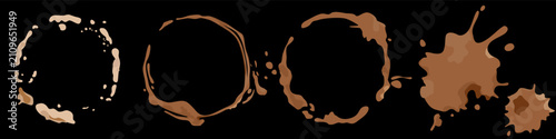 Realistic coffee cup ring stain isolated. Circular coffee mark for paper, table and grunge design. Vector illustration.