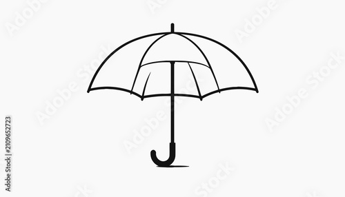 Canvas Print Open Umbrella with Wooden Handle.