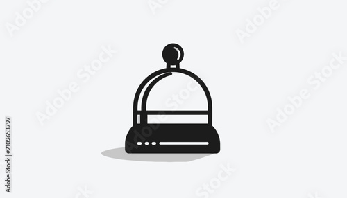 Billede på lærred Black and white illustration of a bell icon.