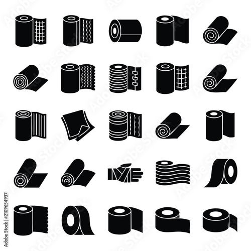 Konstfotografi Toilet paper roll icons set with bathroom restroom cleaning sanitation household