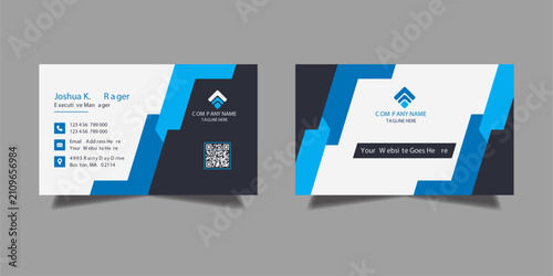 Modern business card name card identity card  design template with blue element