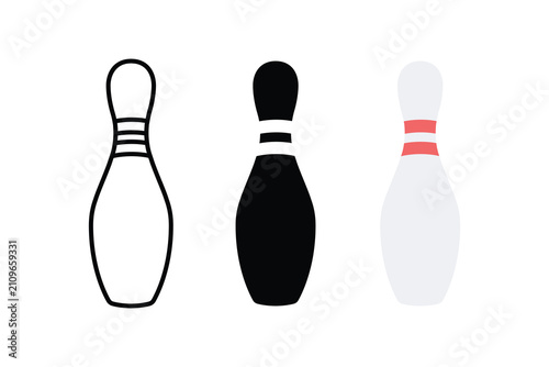 Bowling pin icon. Bowling sport icon. Indoor skittles games icon.