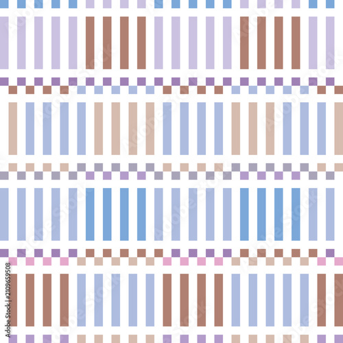 Modern minimal stripes and vertical line seamless pattern with trendy retro color palette vector design