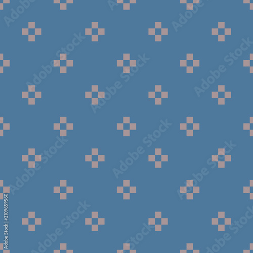 Playful polka dot and dotted blue seamless pattern with retro abstract shapes and modern textile print vector illustration