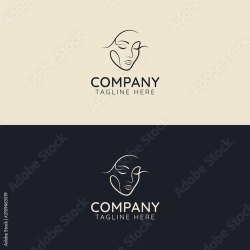 Woman Face Line Art Logo Icon