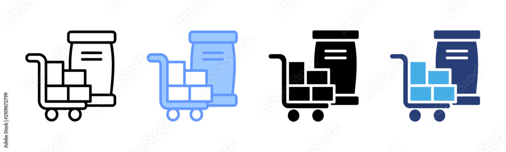 Fototapeta premium Raw Material icon set multiple style collection