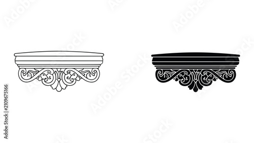 Принти на полотні Decorative architectural corbel or bracket with ornate floral carvings, vintage
