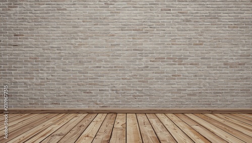Brick Wall With Wooden Flooring in Simple Indoor Setting