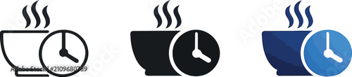 Tableau sur toile Coffee break icon with cup and clock symbol