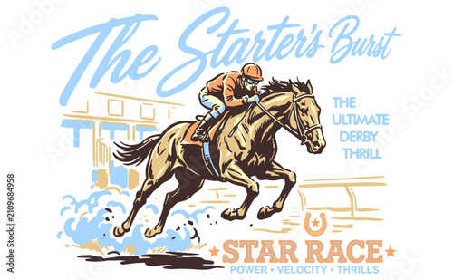 Canvas Print Vintage horse racing graphic for t-shirt