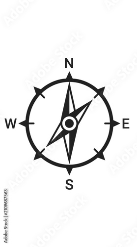 Compass Rose Icon - North, South, East, West Directional Symbol