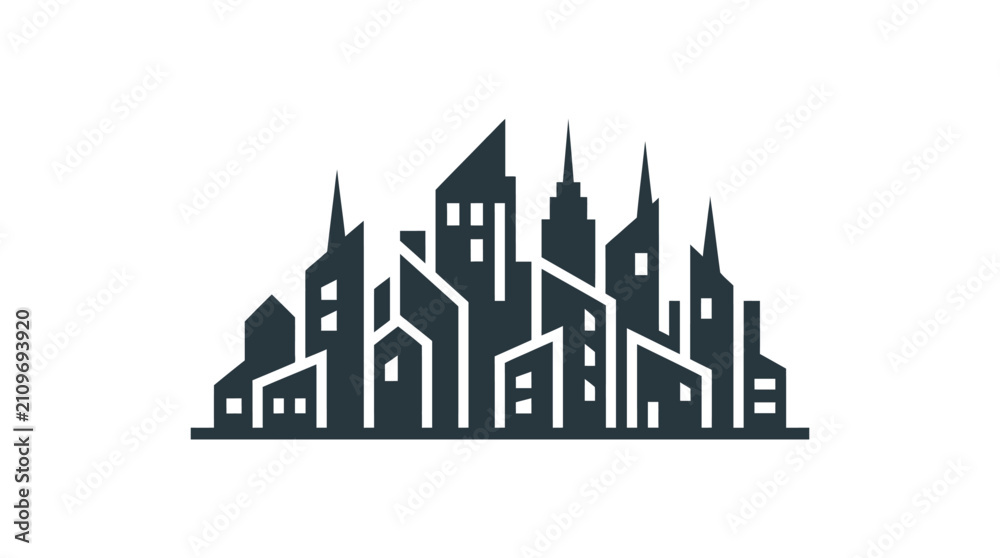 Fototapeta premium Modern City Skyline Silhouette Vector