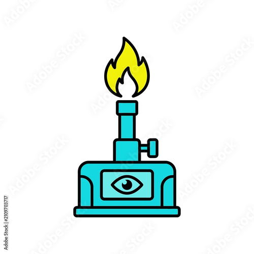 Laboratory gas burner with digital monitoring screen