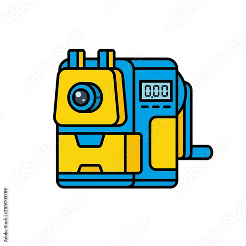High tech electronic pencil sharpener and digital camera icon