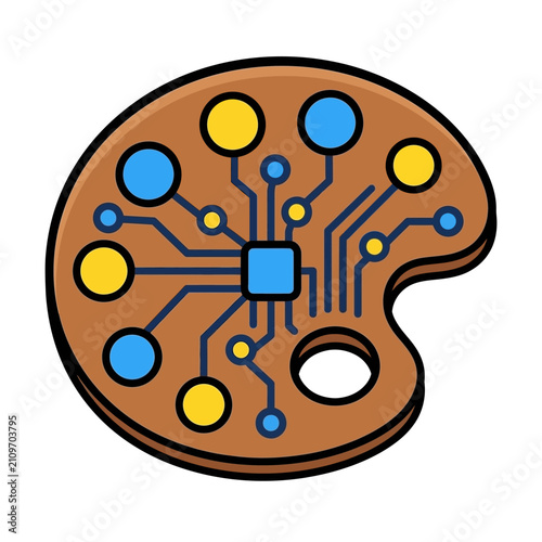 Artificial intelligence art and creative technology palette icon