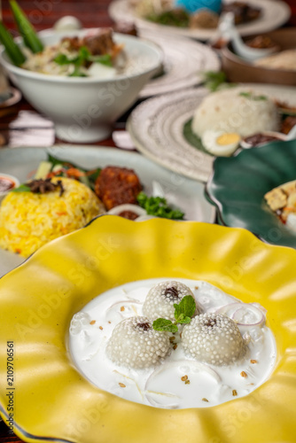 Billede på lærred Traditional Malay Sago Gula Melaka Dessert Close Up