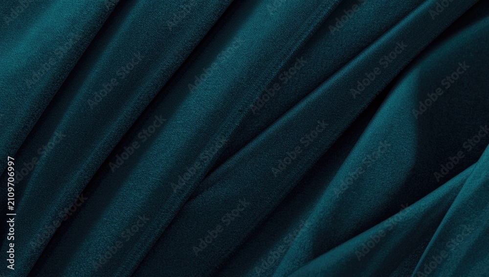 Obraz premium Teal Velvet Fabric with Soft Drapes and Textured Surface