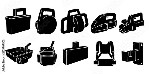 Bild auf Leinwand Drywall Banjo Taper Vector Silhouette Bundle - Gypsum Board Taping Tool Icon Pac