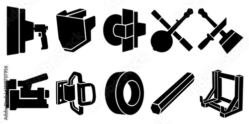 Bild auf Leinwand Drywall Banjo Taper Vector Silhouette Bundle - Gypsum Board Taping Tool Icon Pac