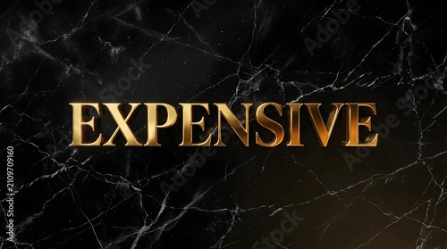 Golden Expensive Text on Black Marble Background