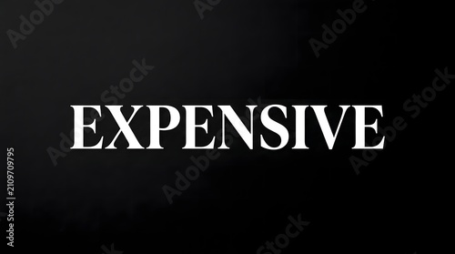 White Expensive Text on Black Background