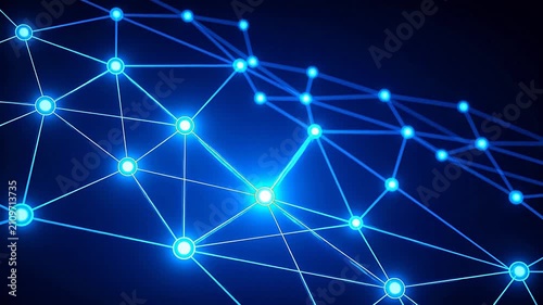 Blue glowing network connections