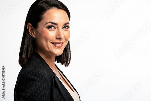Confident Smiling Businesswoman Professional Portrait Studio