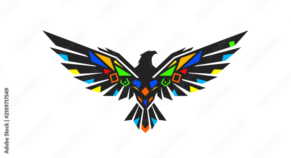 Fototapeta premium Abstract Geometric Eagle Illustration With Vibrant Multi-Colored Details.