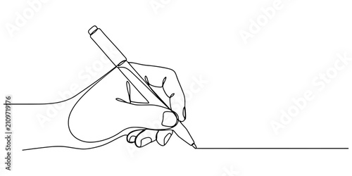 Continuous one line drawing of hand holding insulin pen with heart shape, Continuous one line art of hand holding a pen to draw and write vector illustration, Continuous one line drawing of a hand