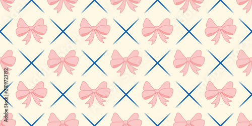 Foto Seamless pattern with cute delicate bows in flirty style