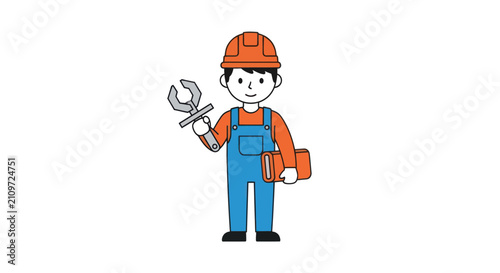 Male technician holding a wrench and toolbox