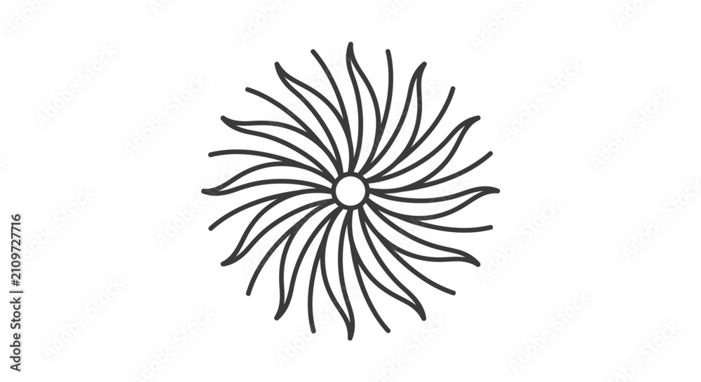 Fototapeta premium Minimalist Radial Sunburst Outline Vector