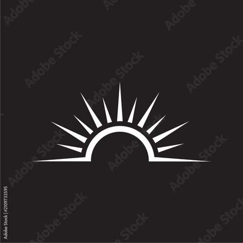 Minimalist Rising Sun Vector Illustration Abstract Sunburst and Sunrise Horizon Icon for Wellness, Energy, and Branding Logo
