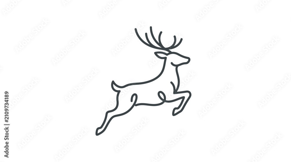 Fototapeta premium Minimalist Leaping Deer Line Art
