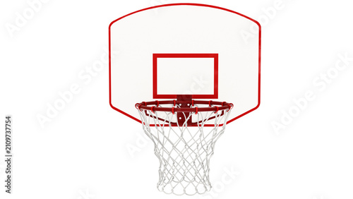 Konstfotografi Red and white basketball backboard with a ring and net on it on a transparent background