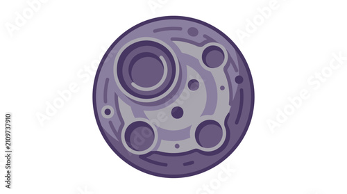 Purple Planet with Craters Vector Illustration