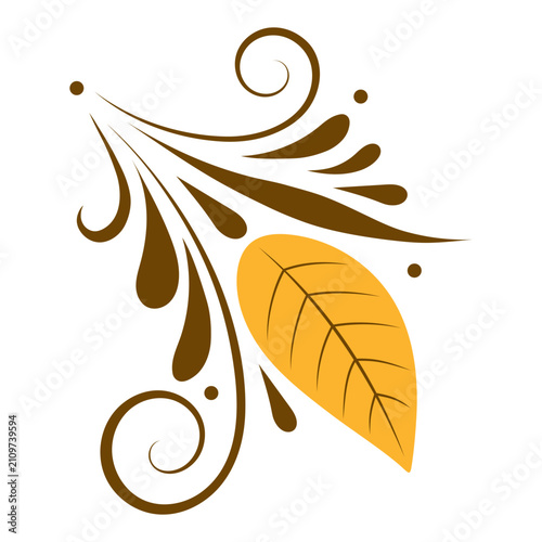 Bild auf Leinwand A yellow leaf, an autumn decorative element