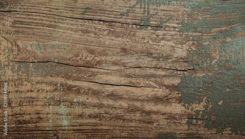 Foto Weathered Wooden Plank Surface with Textured Cracks and Peeling Paint