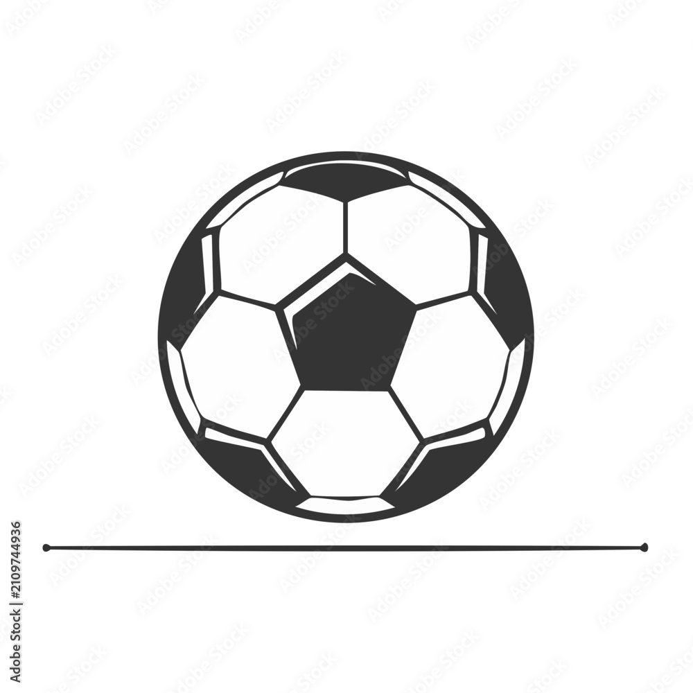 Fototapeta premium Classic Soccer Ball Icon with Horizontal Divider Line for Design