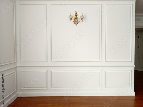 Classic white molded wall with vintage brass sconce wall lamp