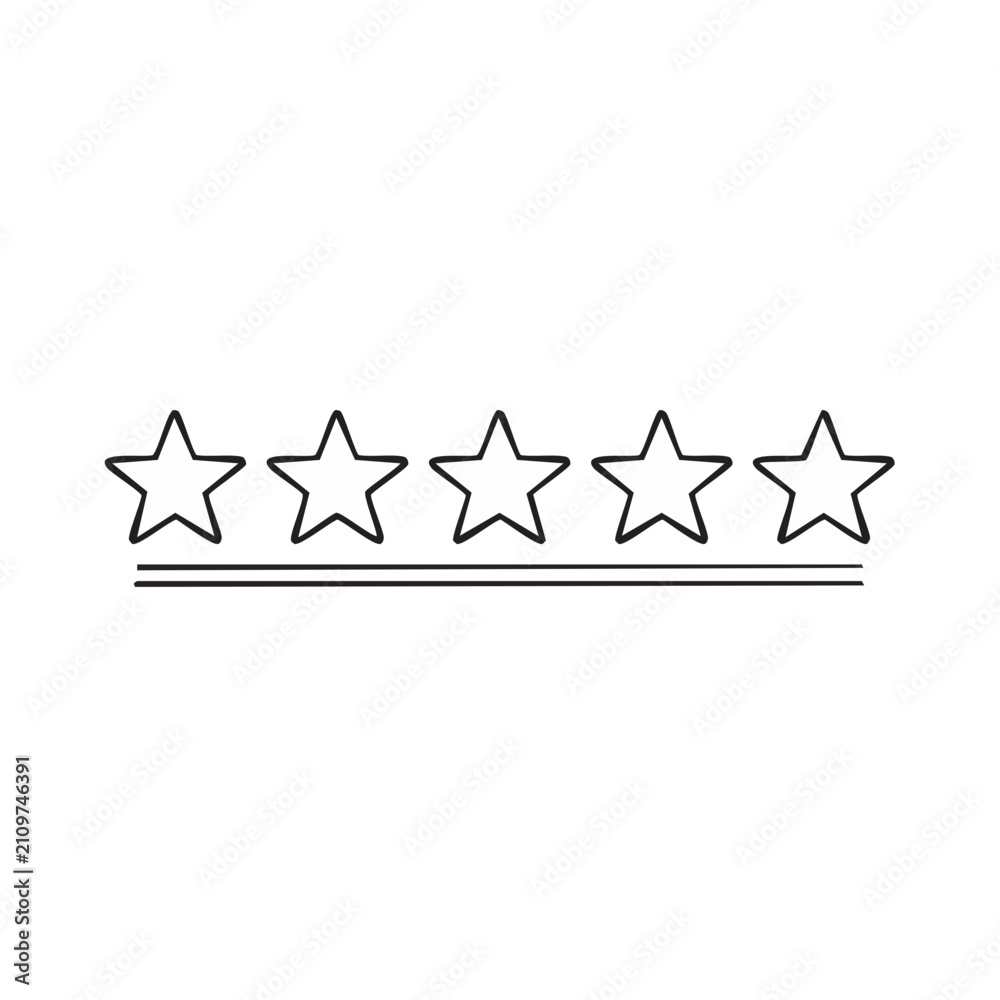 Fototapeta premium Five Outline Stars Arranged Horizontally with Double Line Separator