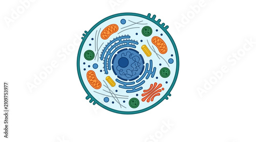 Bild auf Leinwand Detailed Animal Cell Diagram with Organelles for Biology Education