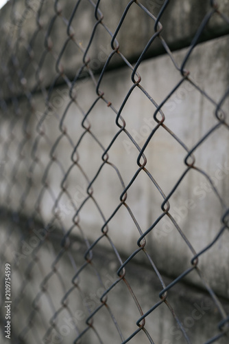 Selective Focus Chain Link Wire Fence Vertical Angle