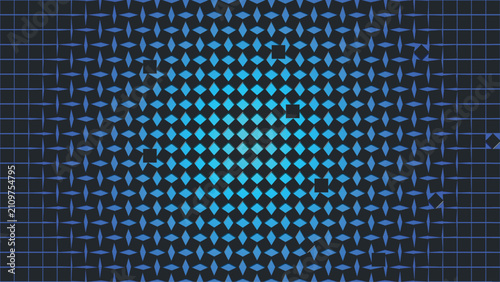 Abstract futuristic digital network grid with glowing cyan center and floating geometric particles