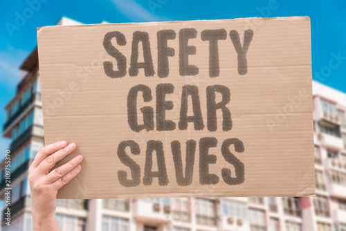 Konstfotografi "Safety Gear Saves" Protective equipment preserves health and life