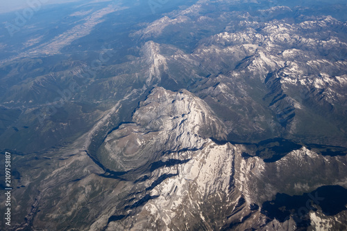 Pyrenees mountains aerial view showing rugged terrain and peaks