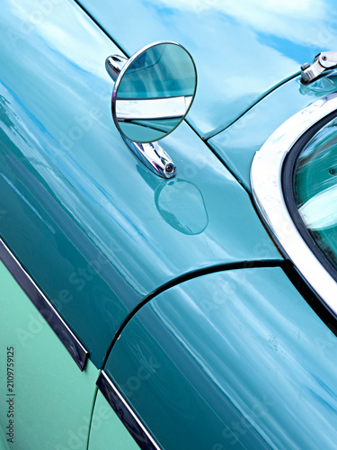 Blue Vintage car sideview mirror