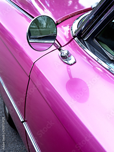 Pink Vintage car sideview mirror