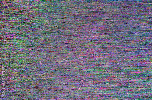 Konstfotografi Macro close-up of a digital LED screen with fine colorful pixel noise and horizontal static